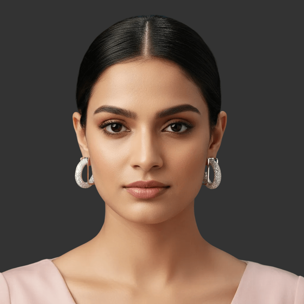 Silver net hoop earrings