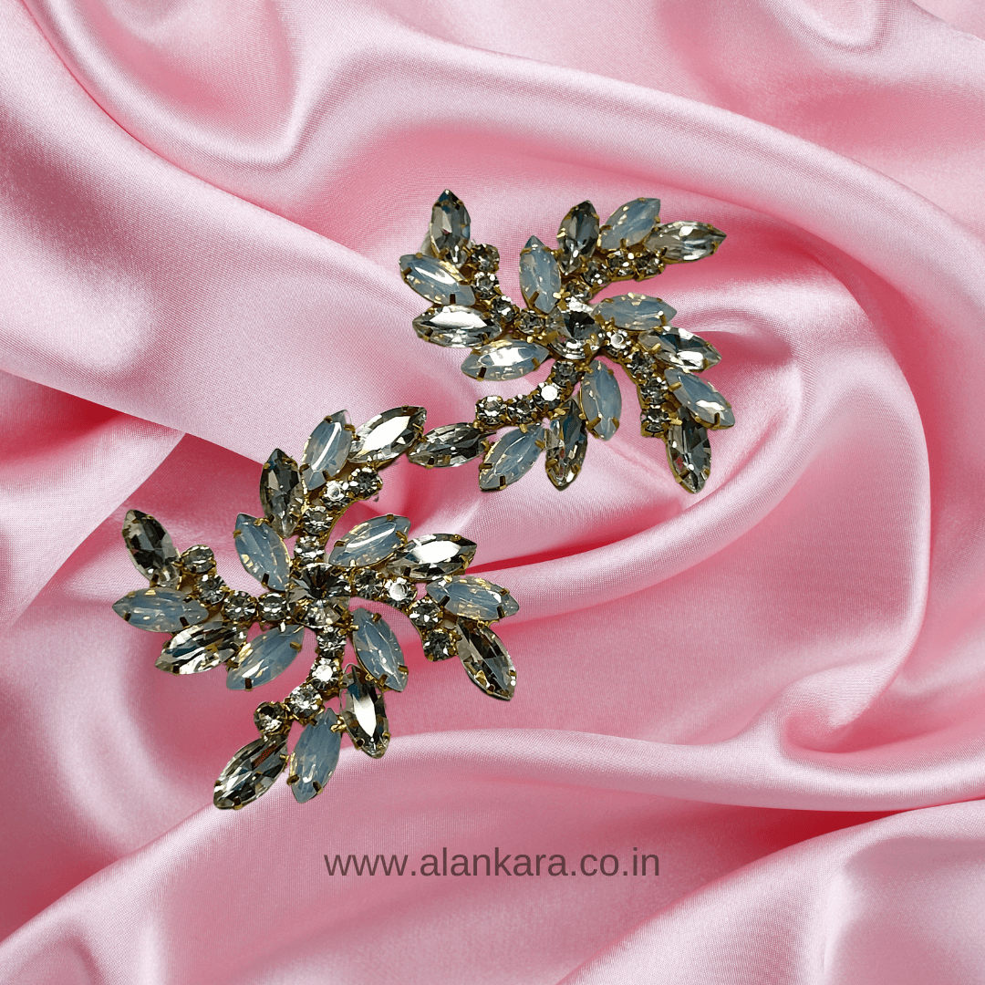 White swastik Studs - White Earrings stone.
