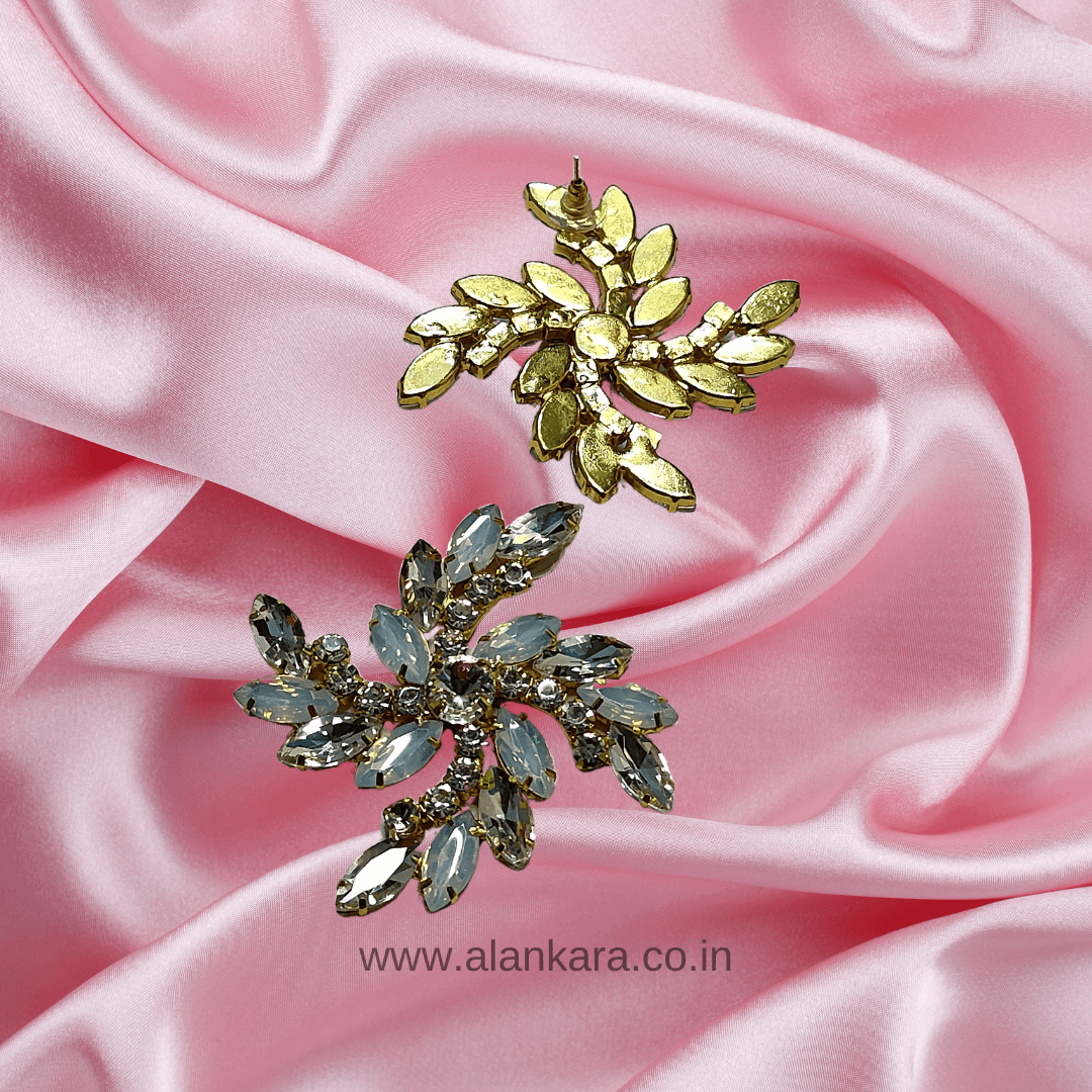 White Swastik Stud - White Earrings Stone.