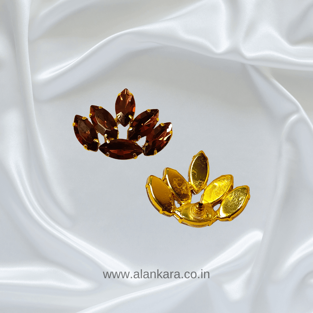 Wine lotus stud earrings