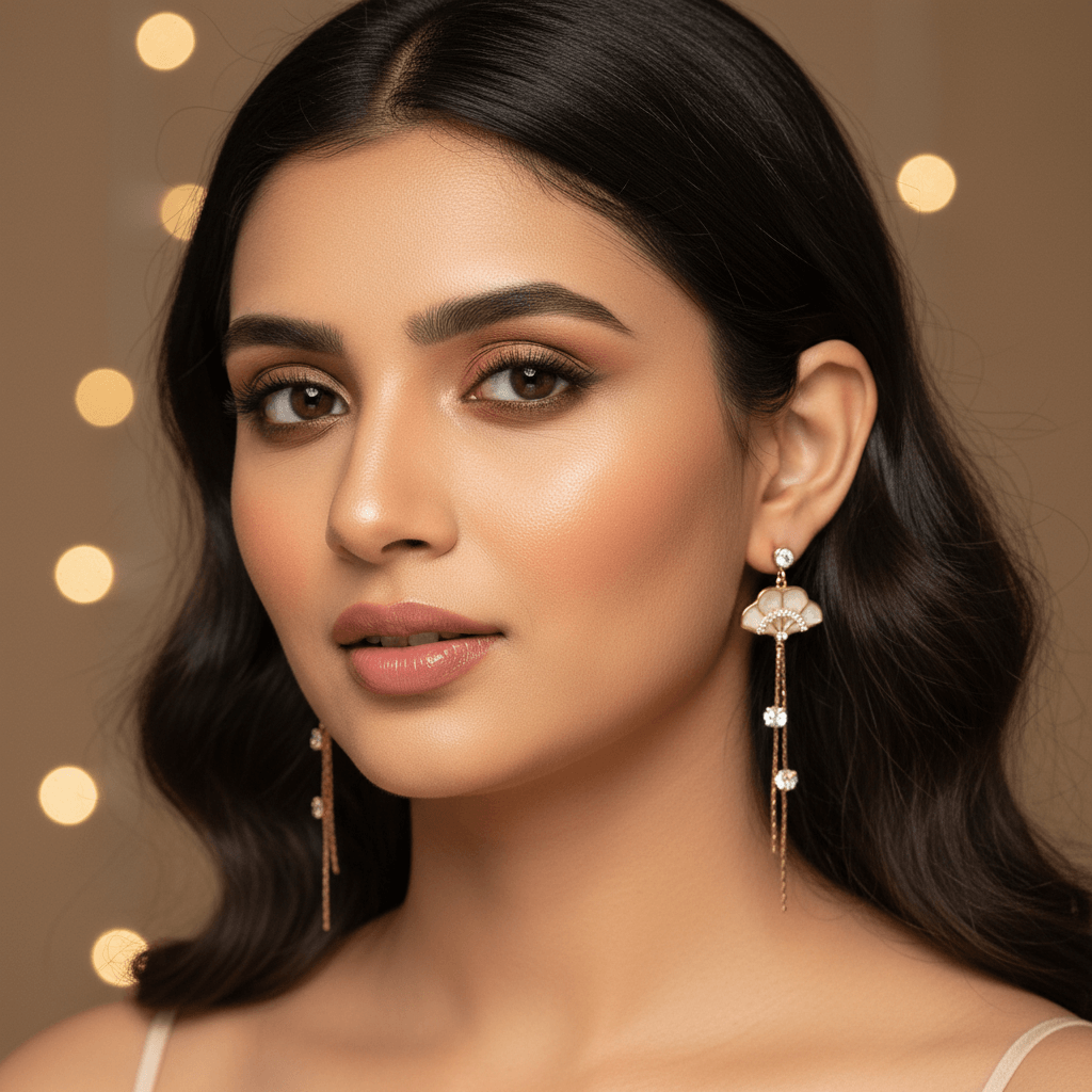 White umbrella danglers - women's western earrings | Alankara