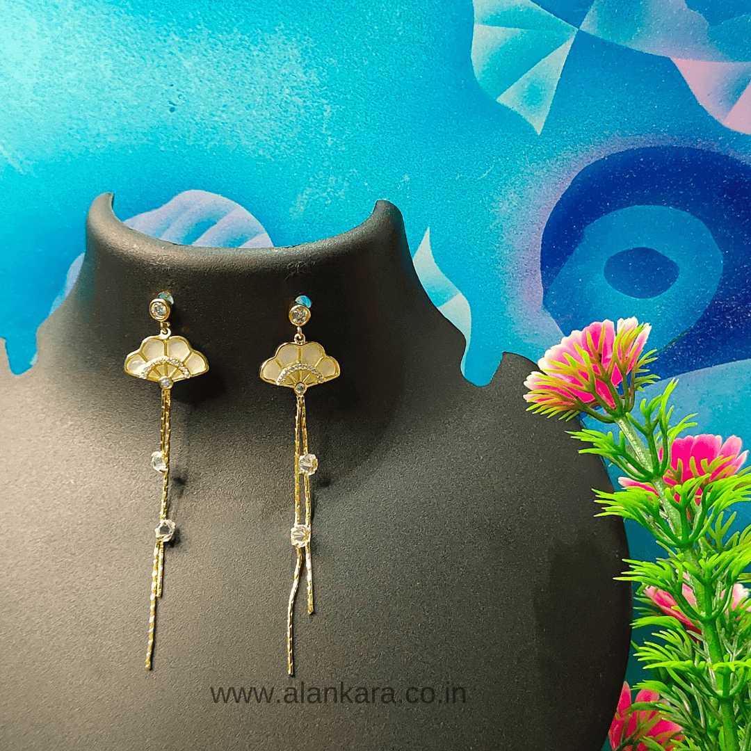 White umbrella danglers - Western earrings