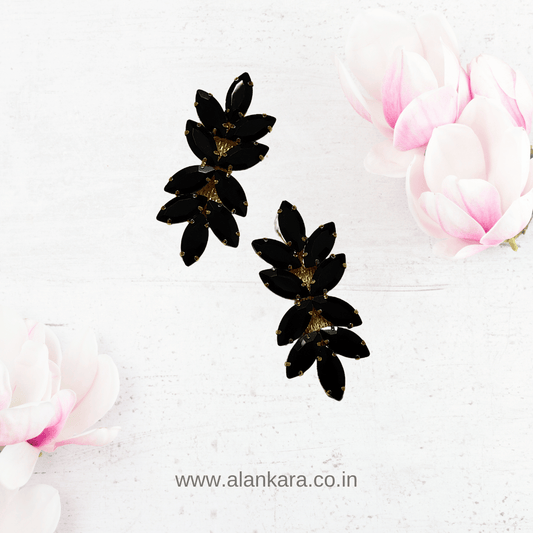 Black color stone earrings for women - Partywear | ALANKARA