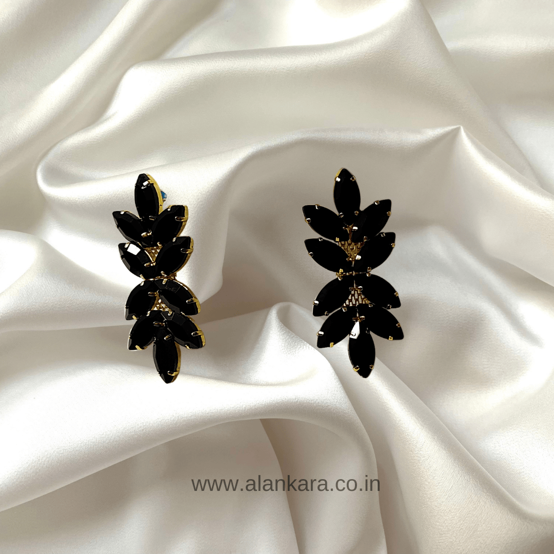 Black color Earrings women Partywear - Korean glass stone | ALANKARA