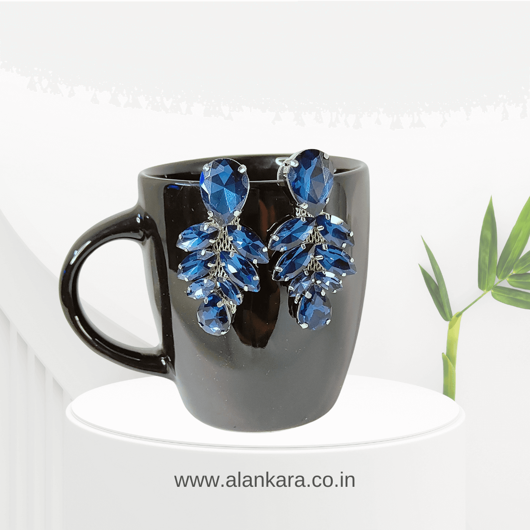 Blue jhumka Danglers - Korean stone Partywear Earrings | Alankara