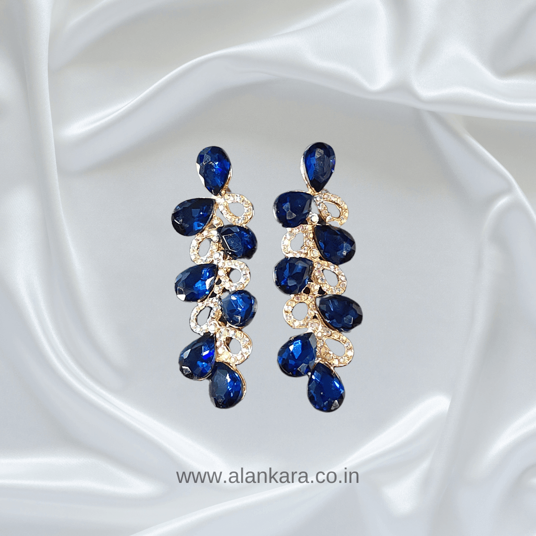 Dark blue color Earrings stone - Partywear Korean Earrings | Alankara