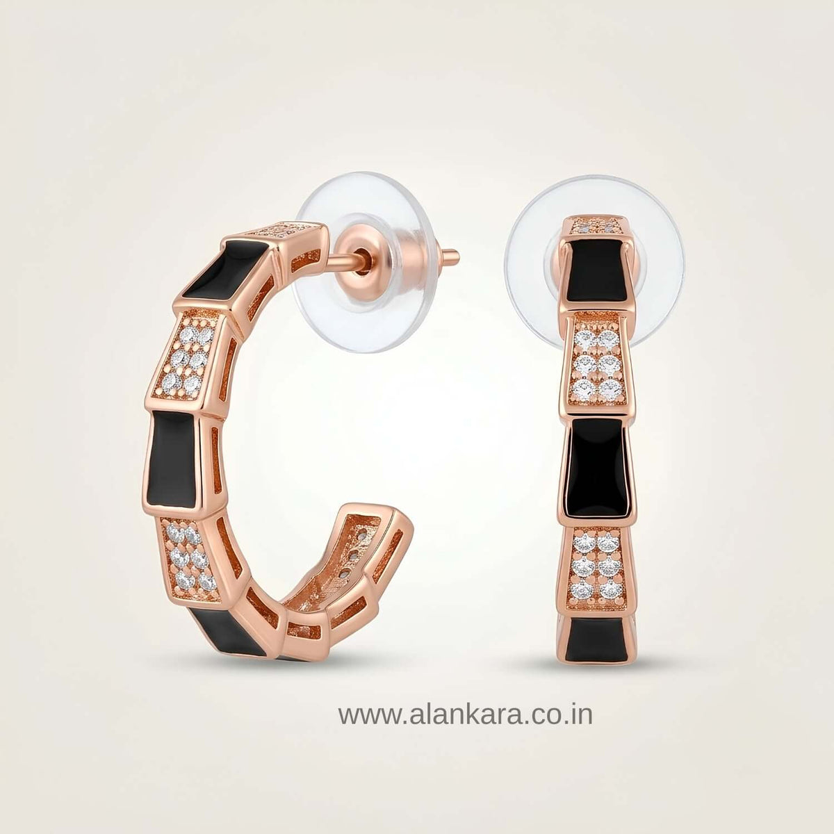 Black Rosegold hoops - Stainless steel western earrings | Alankara