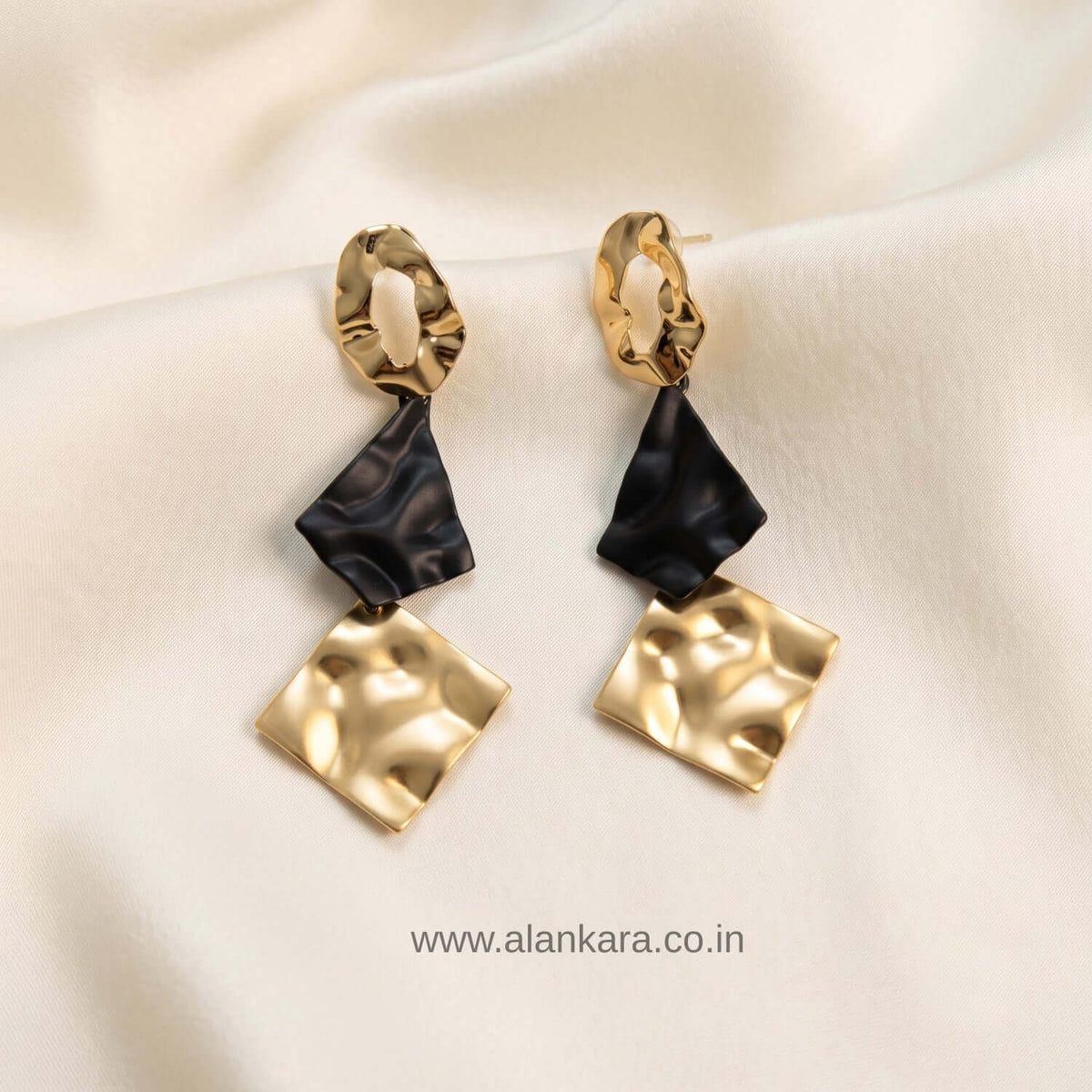 Golden chimes trisq danglers - Stainless steel western earrings | Alankara