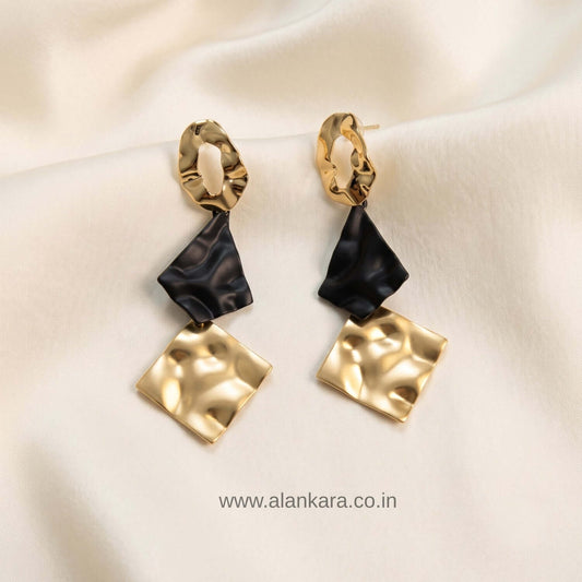 Golden chimes trisq danglers - Stainless steel western earrings | Alankara