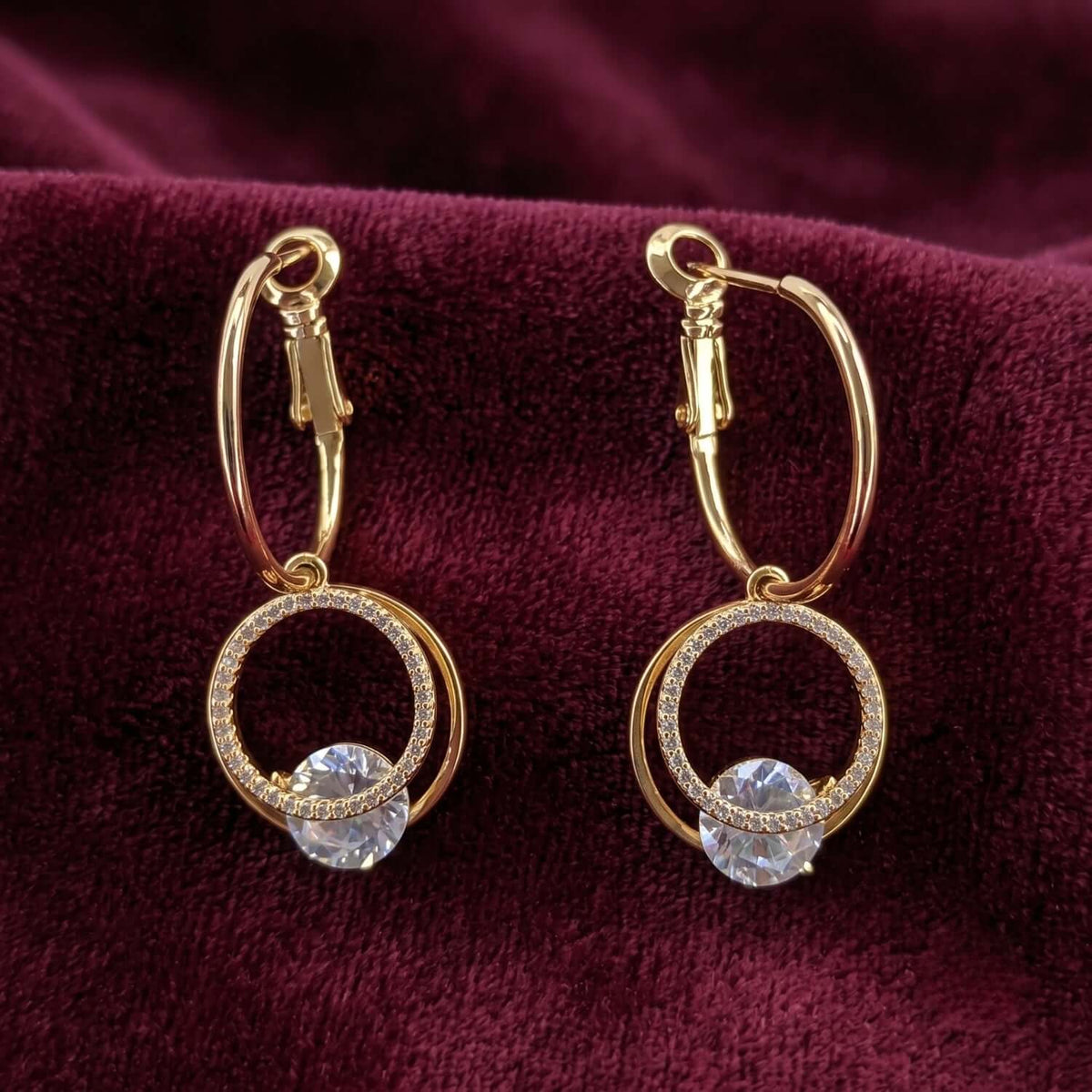 Golden Rhinestone hoops - Earrings for jeans top & one piece dress | Alankara