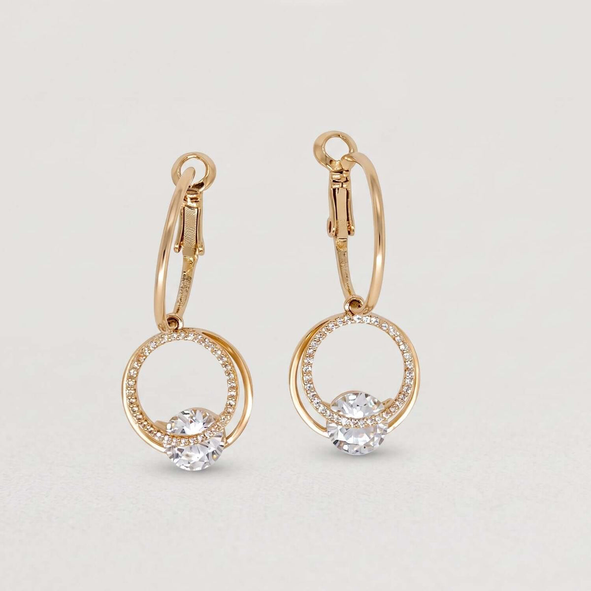 Golden Rhinestone Hoops - Stainless steel western earrings