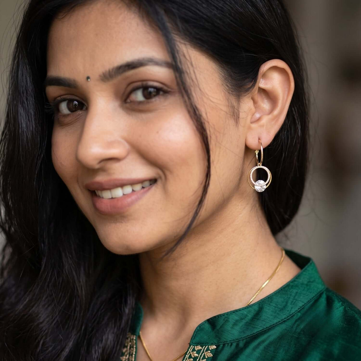 Golden Rhinestone hoops - Earrings for kurti, sarees & western wear