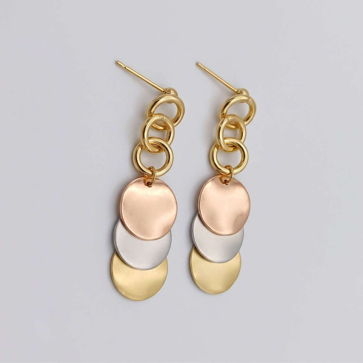 Gold Rosegold silver danglers - Women's western earrings | Alankara