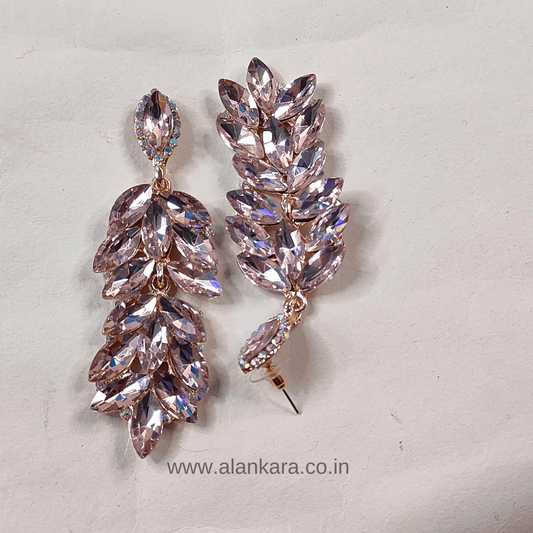 Pink stone Earrings dangler - Korean style earrings | Alankara