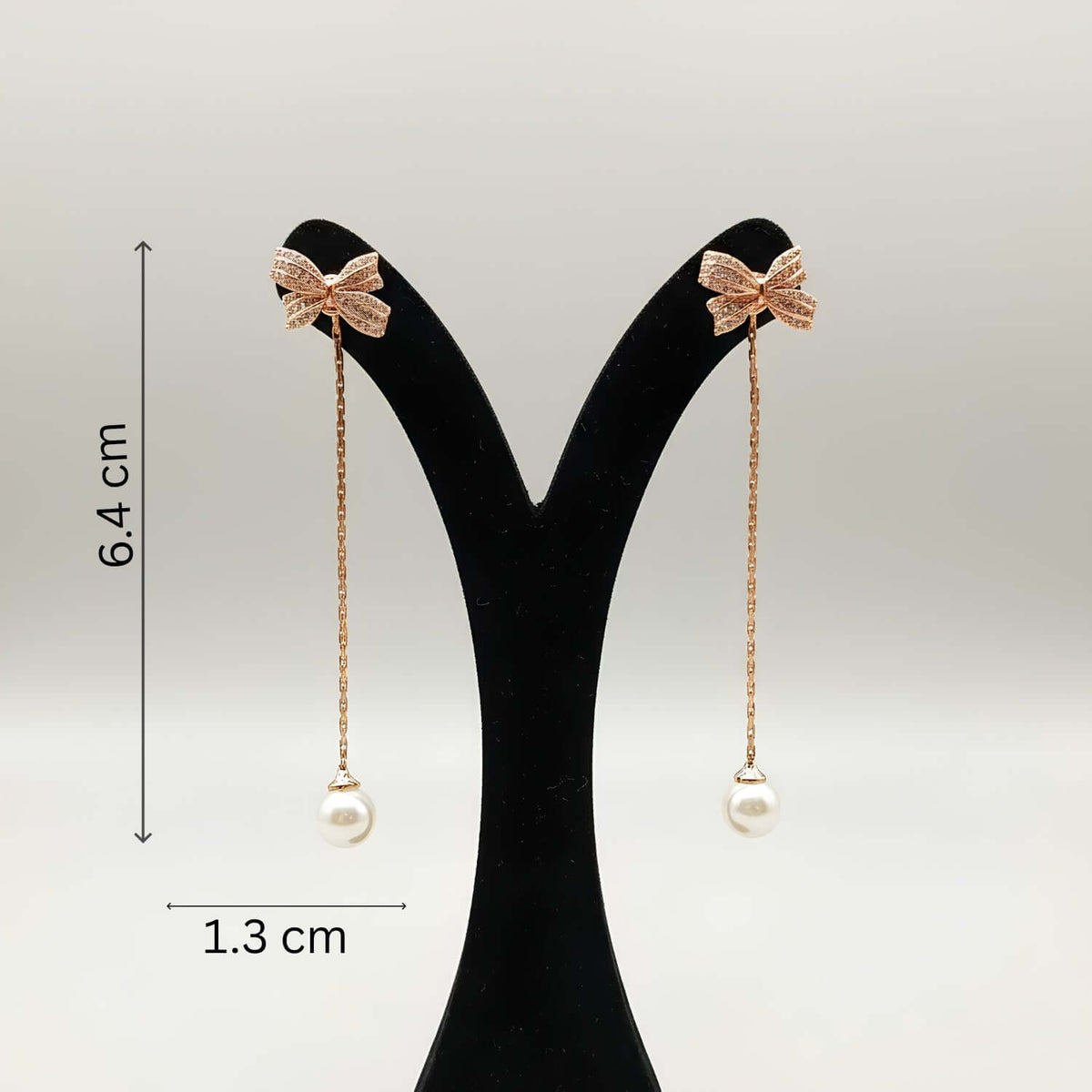 Rosegold Butterfly Dangler earrings with pearl, 6.4 cm long, stylish for Indian and western outfits.
