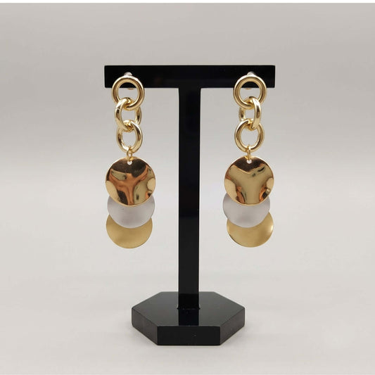 Gold Rosegold Silver Dangler earrings featuring unique circular design, perfect for Indian and western outfits.
