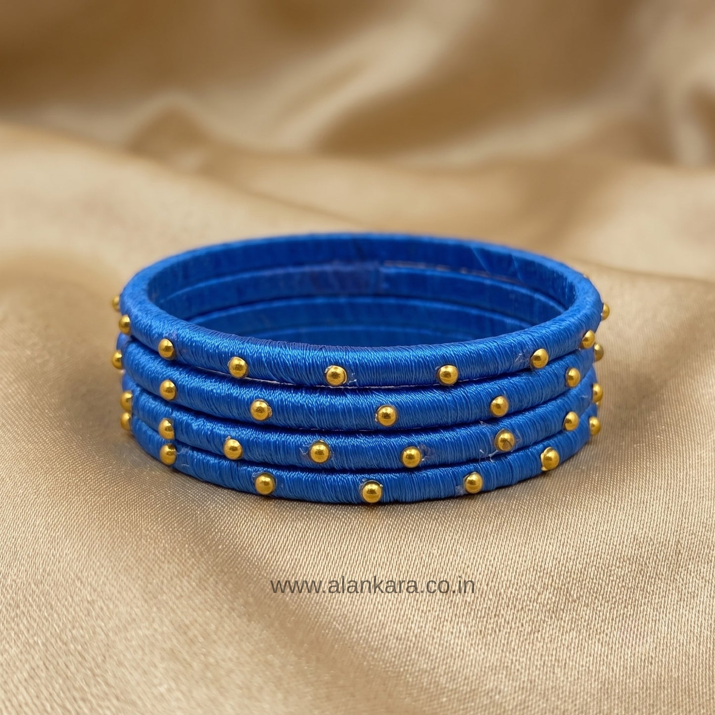 Royal Blue Golden Silk Thread Bangles