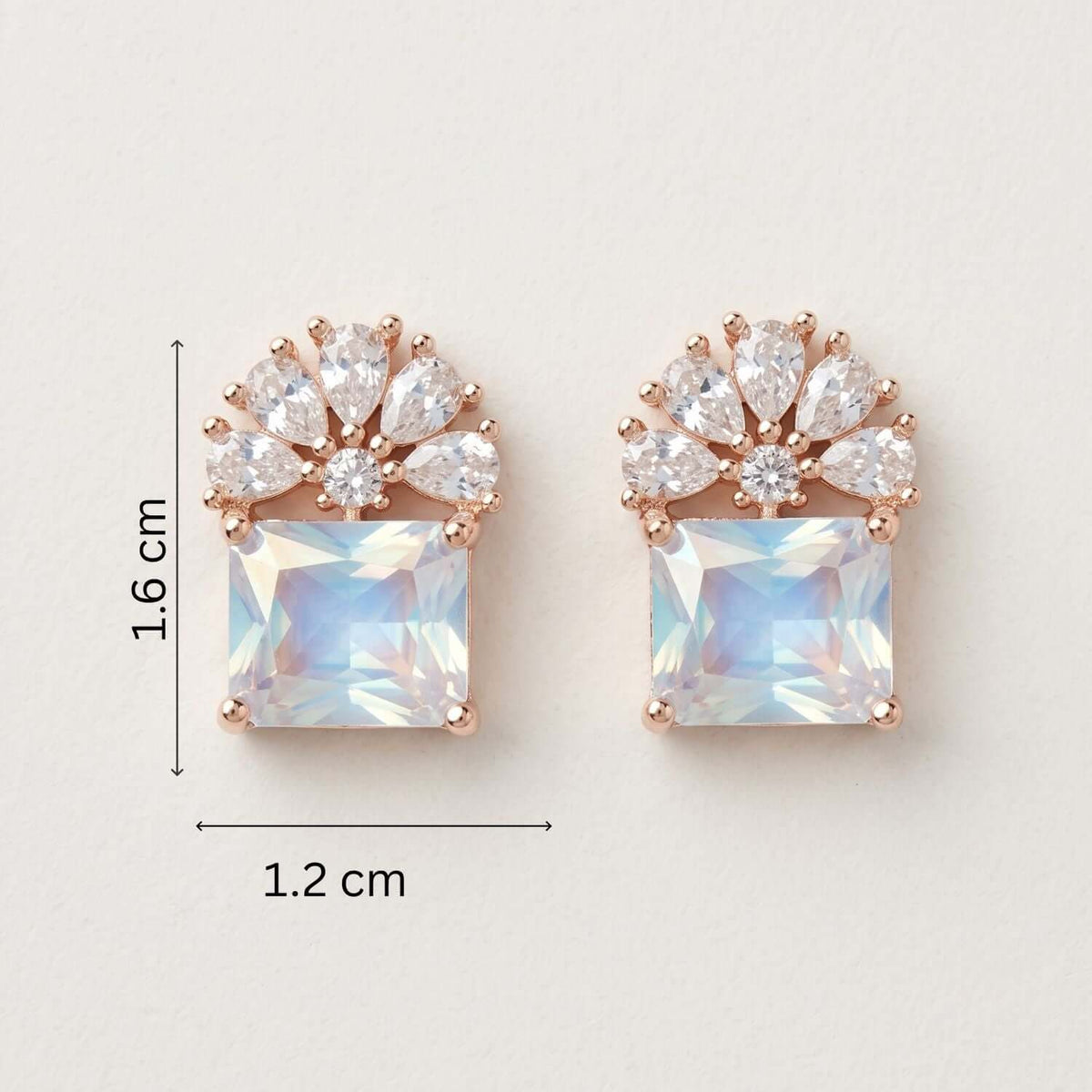 White floral Crystal Stud earrings featuring sparkling cubic zirconia, perfect for Indian and western outfits.