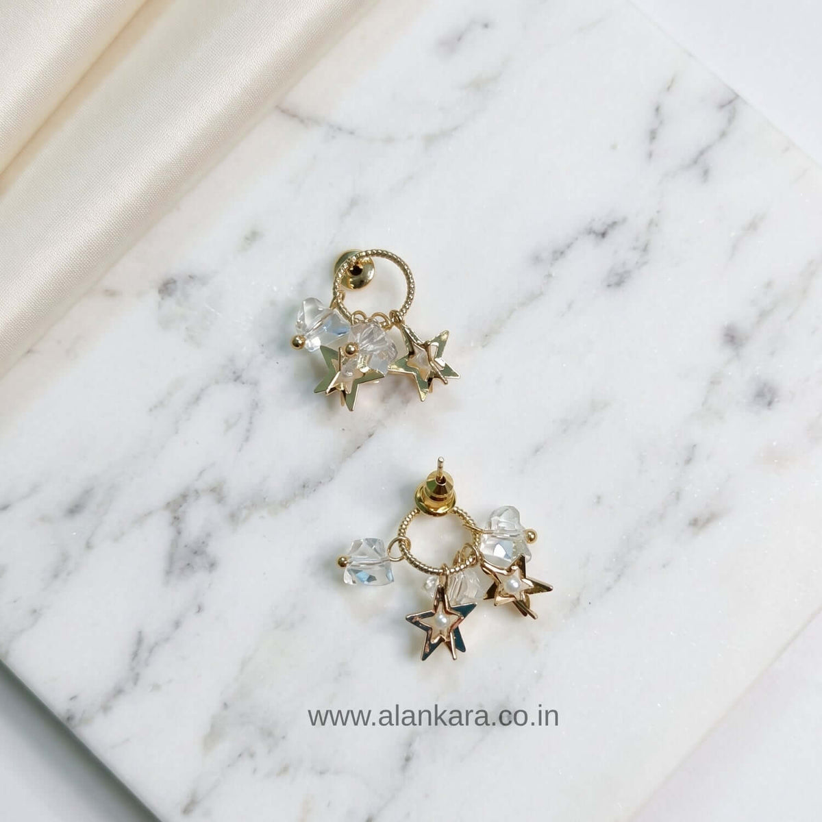 White crystal star studs - Western Earrings 