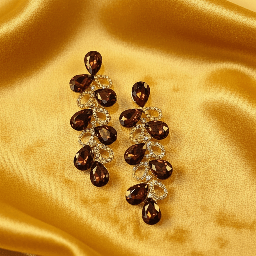 Wine jhumki Danglers - Maroon Earrings glass stone | Alankara