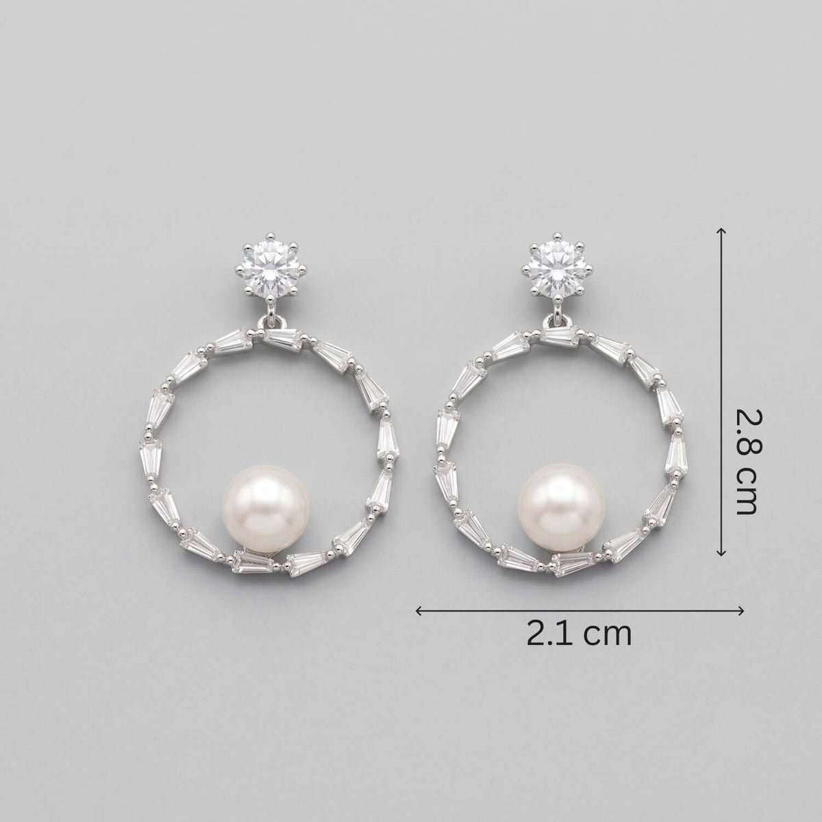 White Pearl Crystal Hoop Earrings