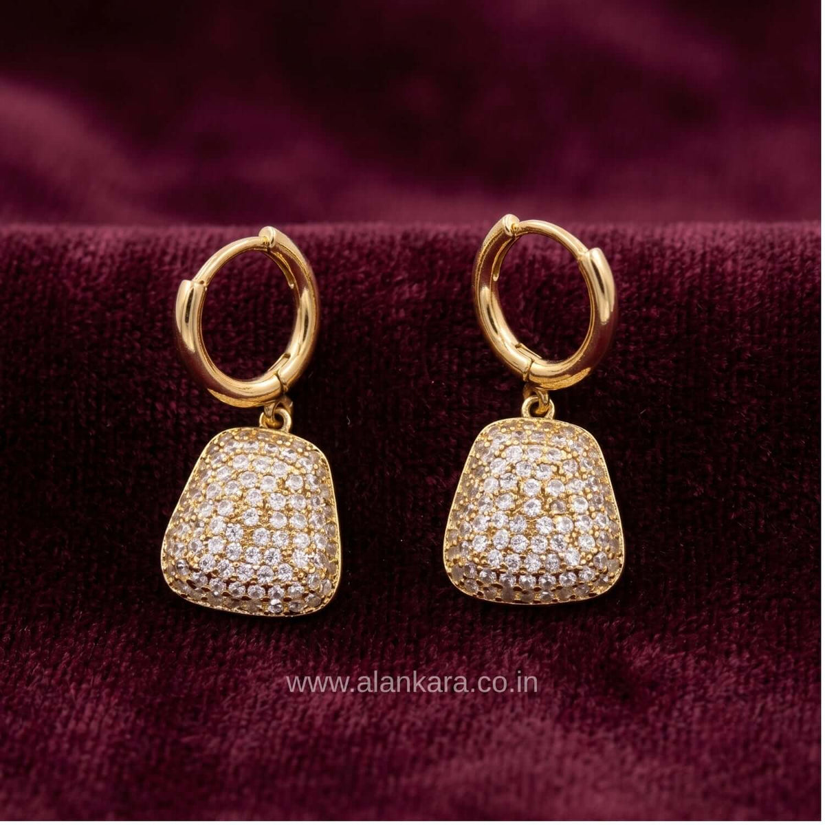 White Party Purse Stud with gold plating and cubic zirconium stones, perfect for Indian and western outfits.